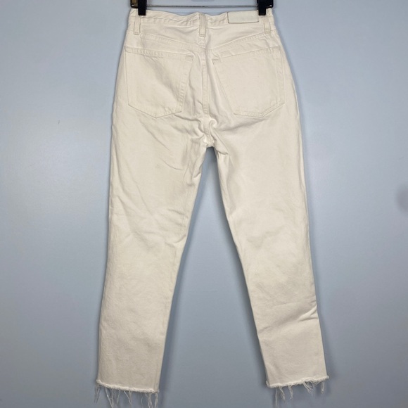 RE/DONE 70s Stove Pipe High Rise White Jeans Sz 27 Summer Closet Staple Distress - Picture 9 of 11